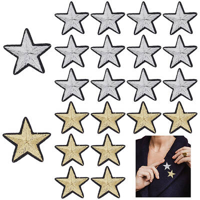 40Pcs 2 Style Star Pattern Cloth Computerized Embroidery Iron On/Sew On Patches