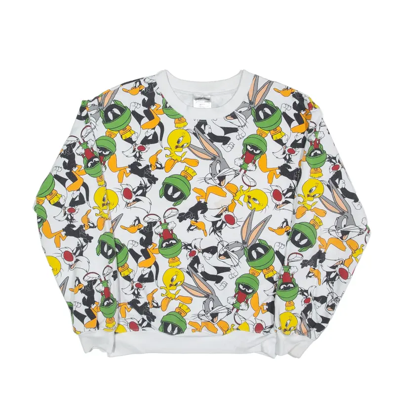 LOONEY TUNES Character Sweatshirt White Womens S