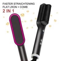 Hair Straightener Brush, Sleek Sweep Ionic Straightening Brush, Anti-Scald Ceramic Straightening Comb with Less Frizz | 20s F...