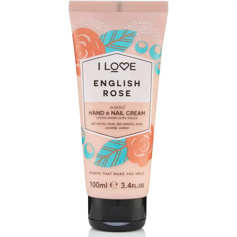 I Love, Signature Collection, English Rose, Moisturizing, Hand & Nail Cream, English Rose, 100ml