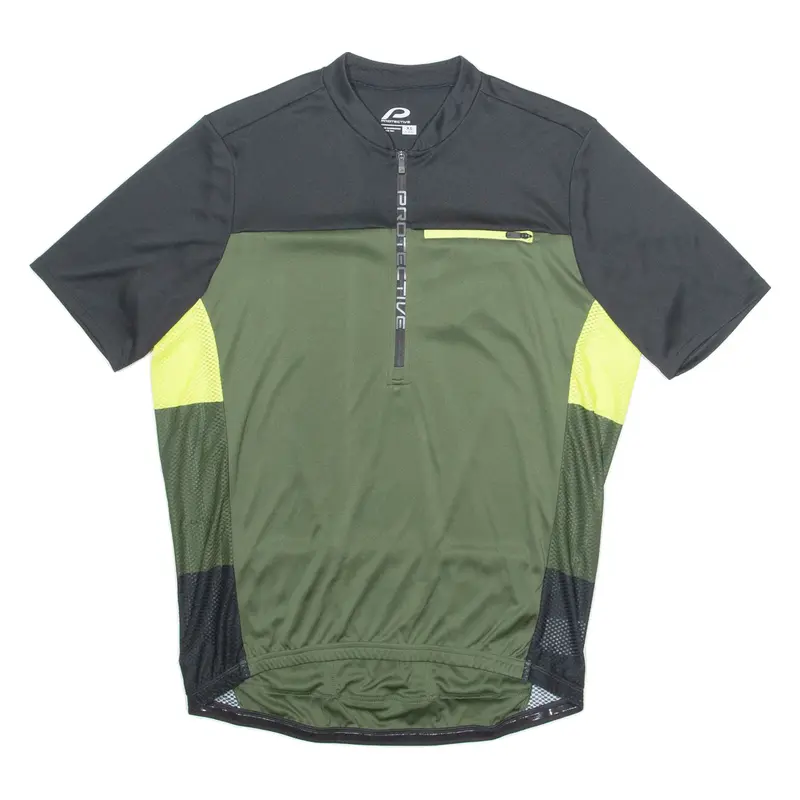 PROTECTIVE Cycling Mens Jersey Green High Neck XL