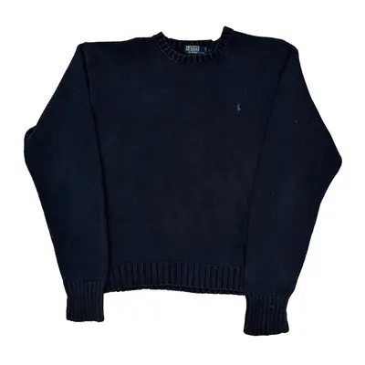 Polo By Ralph Lauren V-Neck Jumper - Large Navy Cotton