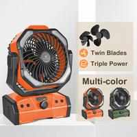 Odoland 40000mAh Camping Fan with LED Light, Battery Operated Oscillating Desk Fan with Remote & Hook, Rechargeable Outdoor T...