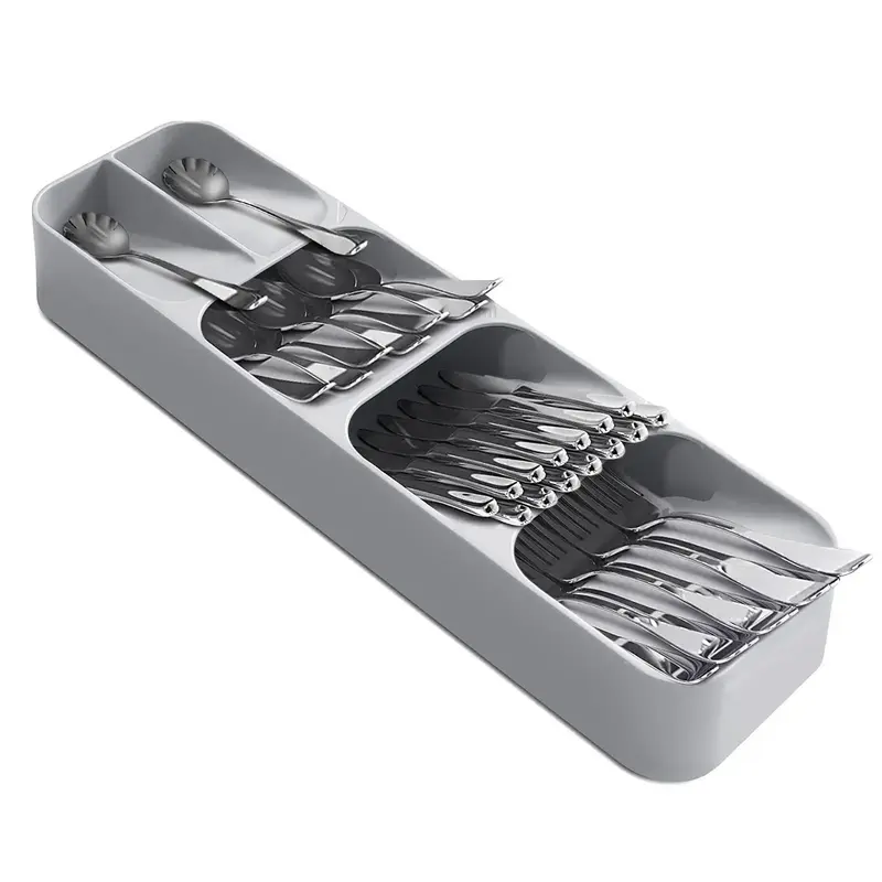 Kitchen Drawer Organizer Tray Box, 5 Grid Divided Cutlery Tray, Kitchen Tableware Storage Supplies for Knife Fork Spoon Chops...