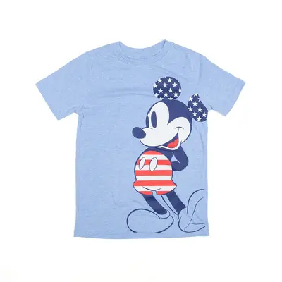 DISNEY Mickey Mouse USA T-Shirt Blue Short Sleeve Boys S