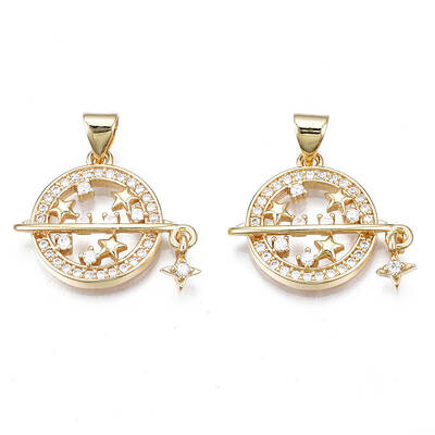 Brass Micro Pave Clear Cubic Zirconia Pendants