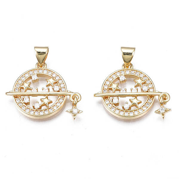 Brass Micro Pave Clear Cubic Zirconia Pendants