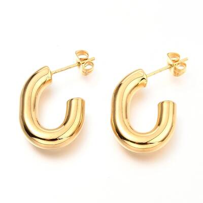 201 Stainless Steel Half Hoop Earrings