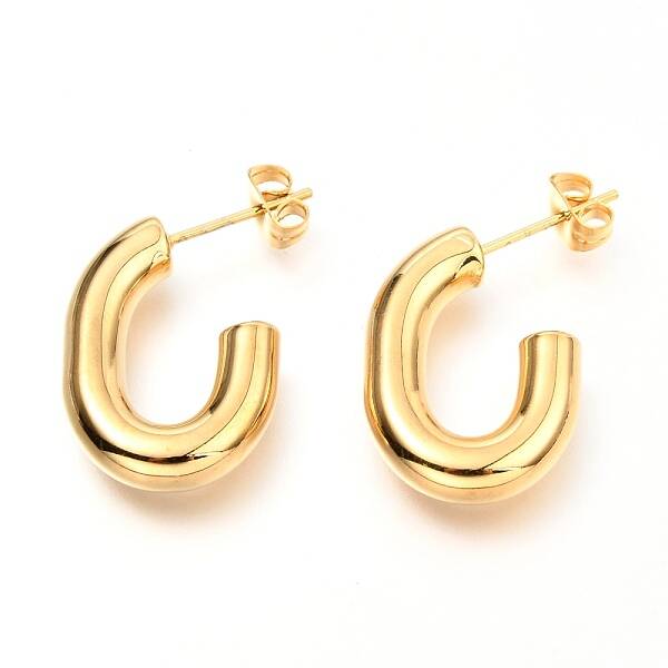 201 Stainless Steel Half Hoop Earrings