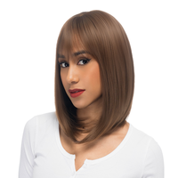 14-Inch Solid Light Neutral Brown Straight Synthetic Wig | 【Heat Resistant】【Cap Included】 |