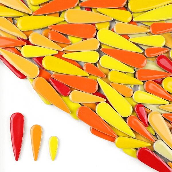 3 Styles Teardrop Shape Porcelain Mosaic Tiles
