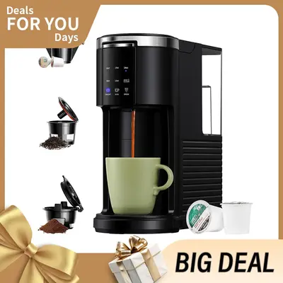 3 in 1 Coffee Maker for KCup, Reusable Pods & Ground Coffee Tea, 6 to 14oz Coffee Brewer Machine with 40oz Removable Water Re...