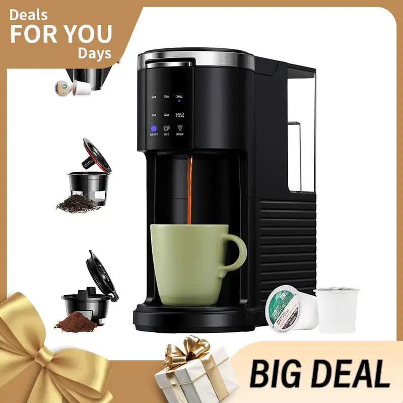 3 in 1 Coffee Maker for KCup, Reusable Pods & Ground Coffee Tea, 6 to 14oz Coffee Brewer Machine with 40oz Removable Water Re...