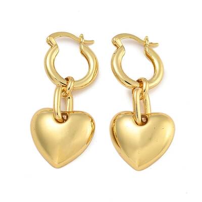 Rack Plating Heart Brass Hoop Earrings