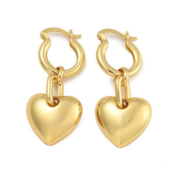 Rack Plating Heart Brass Hoop Earrings