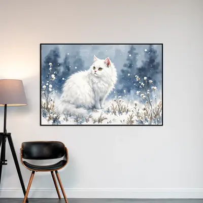Winter Elegance - Snowy Cat Portrait