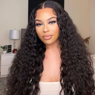 Ready To Wear Water Wave 13X4 HD Transparent Lace Wig With Pre-cut lace