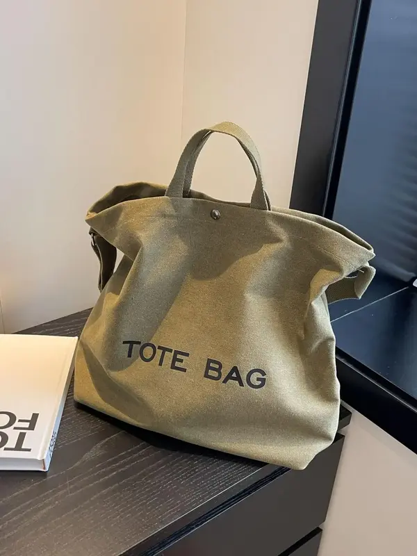 Fashion Letter Pattern Tote Bag, Large Capacity Shoulder Bag for Women & Men, Casual Trendy Versatile High-quality Daily Comm...