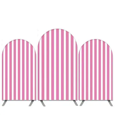 Aperturee Hot Pink And White Stripes Birthday Arch Backdrop Kit | Custom Chiara Arched Covers | Diy Round Arch Backdrop | Chi...
