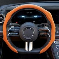 New Napa Nappa Leather Car Steering Wheel Cover - Non-Slip, Breathable, Universal Grip Cover for Four Seasons, 38cm Size heat...