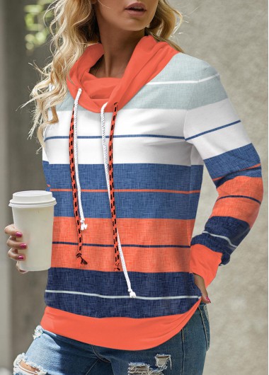 Modlily Multi Color Patchwork Striped Long Sleeve Sweatshirt - XXL