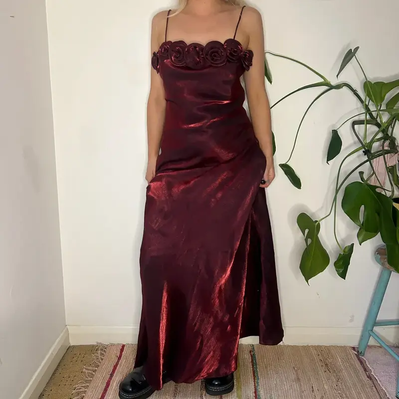 Unbranded Maxi Dress - Small Red Viscose Blend