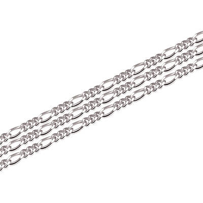 Anti-Tarnish Rhodium Plated 925 Sterling Silver Figaro Chain