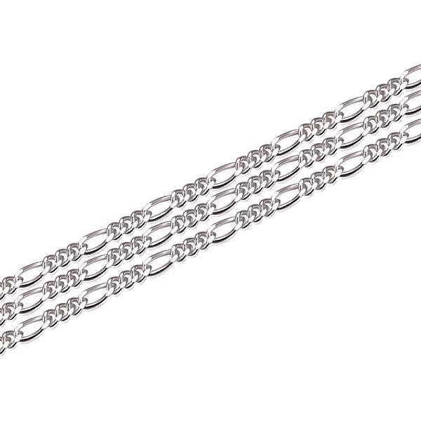 Anti-Tarnish Rhodium Plated 925 Sterling Silver Figaro Chain