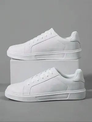 Men's Minimalist Casual Plain Lace Up Low Top Sneakers, Fashionable Breathable Comfortable Sports Shoes, All-match Sneakers f...