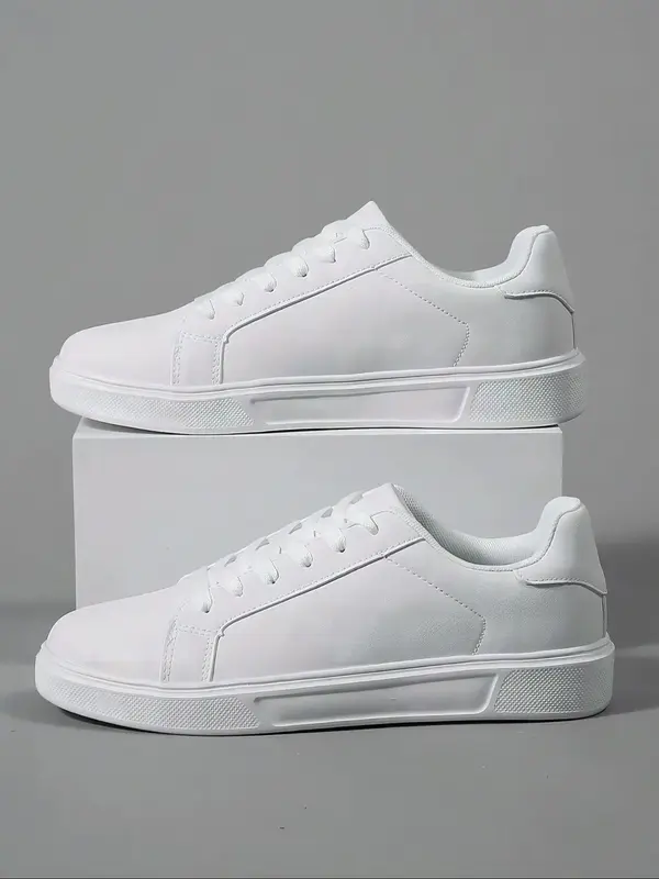 Men's Minimalist Casual Plain Lace Up Low Top Sneakers, Fashionable Breathable Comfortable Sports Shoes, All-match Sneakers f...