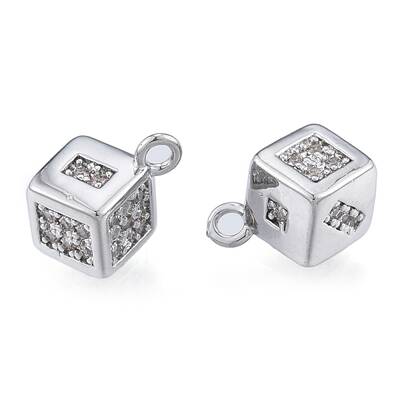 Brass Micro Pave Clear Cubic Zirconia Charms