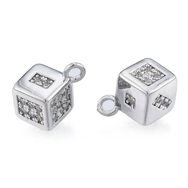 Brass Micro Pave Clear Cubic Zirconia Charms