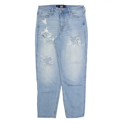 HOLLISTER Distressed Womens Jeans Blue Regular Tapered Stone Wash W26 L26