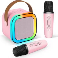 Mini karaoke machine with microphone sound system, portable karaoke machine with 2 wireless microphones, birthday gifts for g...