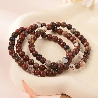 Natural Red Jasper Bead Stretch Bracelets