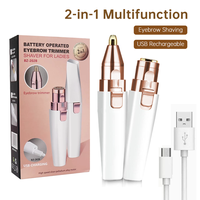 Eyebrow Facial Trimmer: 2 in1 Rechargeable Facial Hair Removal and Eyebrow Shaver - Face Lips Body Painless Facial Razor with...