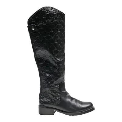GUCCI High Boots Black Leather Womens UK 5