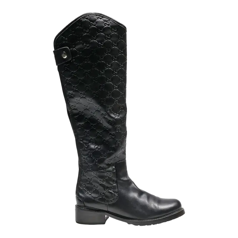 GUCCI High Boots Black Leather Womens UK 5