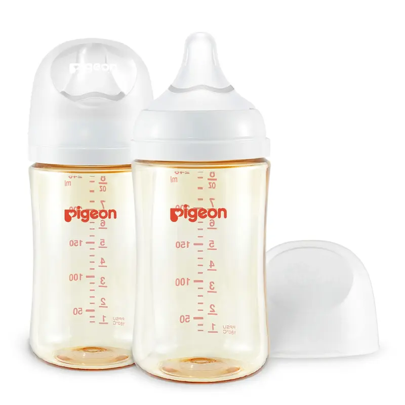 (Pack of 2)Pigeon PPSU Nursing Baby Bottle Wide Neck, Anti-Colic, Streamlined Body, Natural Feel, Easy to Clean, 8.1 Oz, Incl...