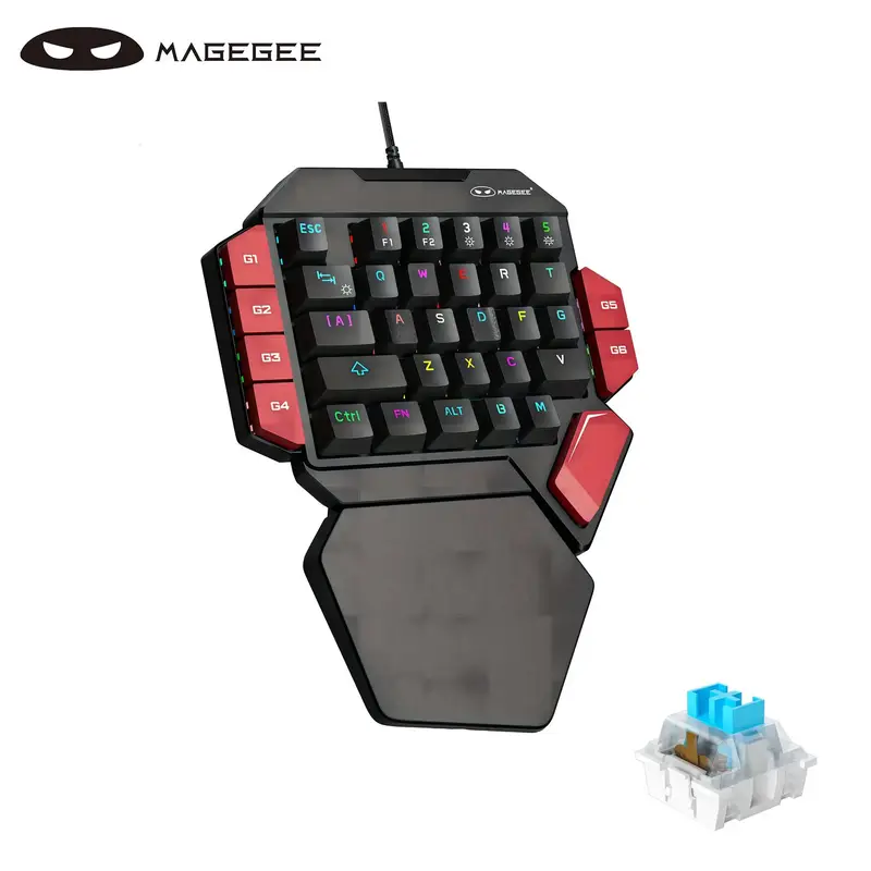 MageGee One Handed Professional Gaming Keyboard, RGB Backlit 35 Keys Mini Wired Mechanical Keyboard for Home PC Gamer Use, Ga...