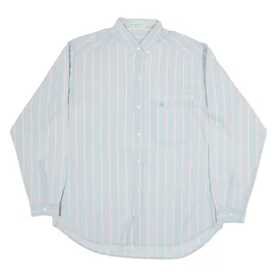 BENETTON Mens Shirt Grey Striped Long Sleeve M