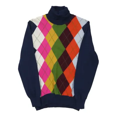Sailor Argyle Rollneck - Medium Navy Wool Blend