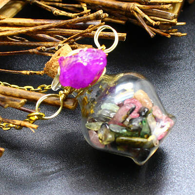 Natural Tourmaline Chips Perfume Bottle Necklace