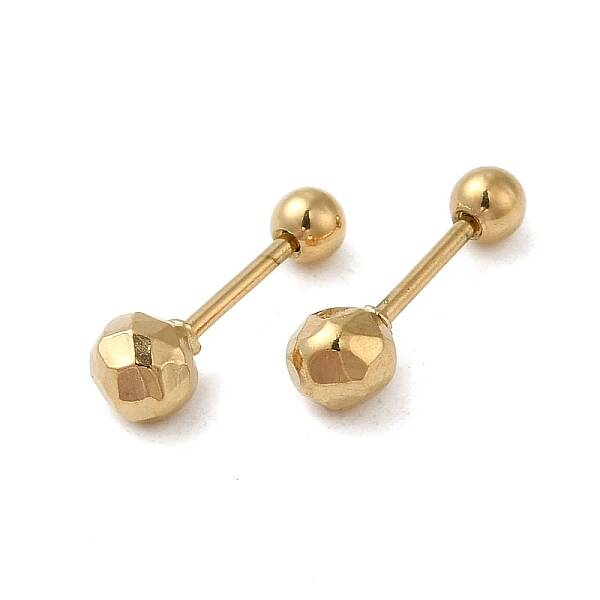 304 Stainless Steel Faceted Ball Stud Earrings for Women