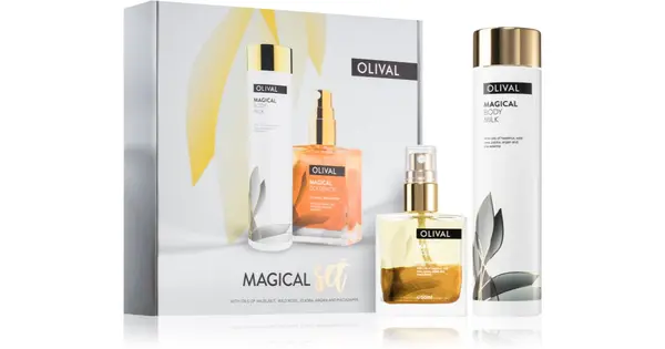 Olival Magical Nourishing and Moisturizing Gift Set Nourishing Body Milk 200ml + Multifunction Dry Oil with Glitter for Face,...