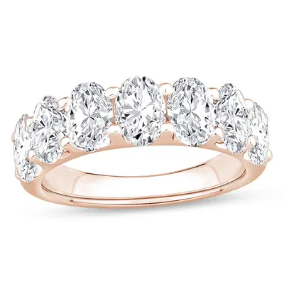 14K Rose Gold 3 CT. T.W Oval Cut Lab Created Diamond Wedding Ring D Color VVS1 Clarity 3EX IGI Certified