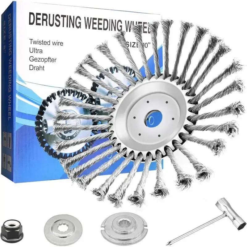New Upgrade 10 Inch Unbreakable Wired Trimmer Blade, Steel Wire Cutter Trimmer Head, Wire Rotary Brush Weed Trimmer Head, Wee...