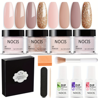 11Pcs Dip Powder Nail Kit Starter Perfect For French Manicures DIY Salons Suitable For All Seasons,4 Colors, Base  Top Coat, ...