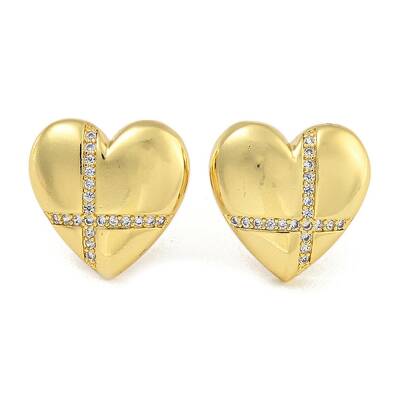 Rack Plating Brass Micro Pave Clear Cubic Zirconia Stud Earrings