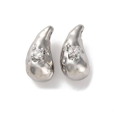Brass Micro Pave Clear Cubic Zirconia Beads